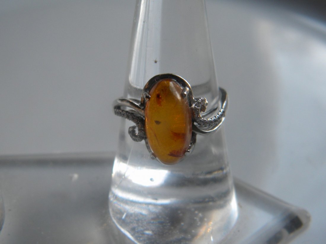Vintage Natural Amber Silver Ring (1 of 3)