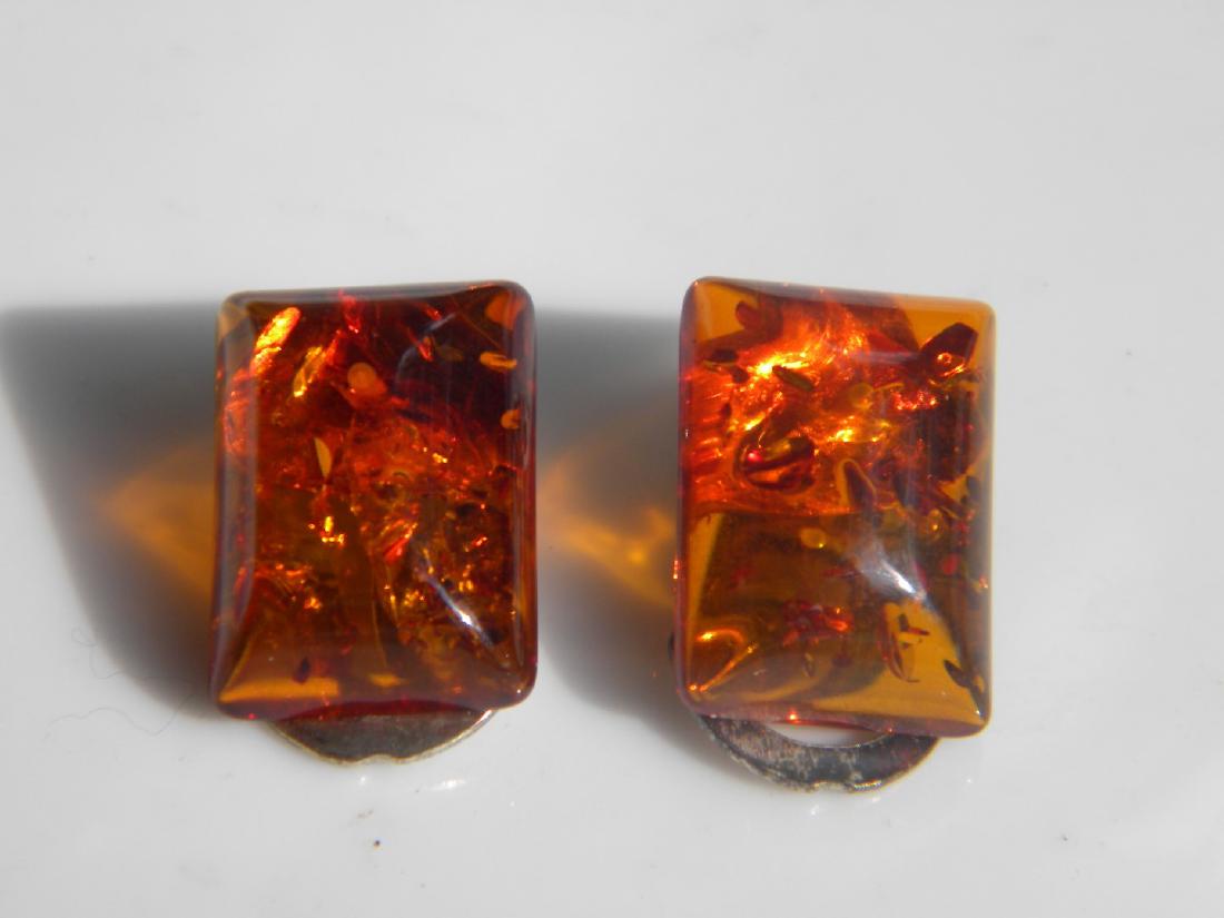 Pair of Natural Baltic Amber Silver Earrings (1 of 4)