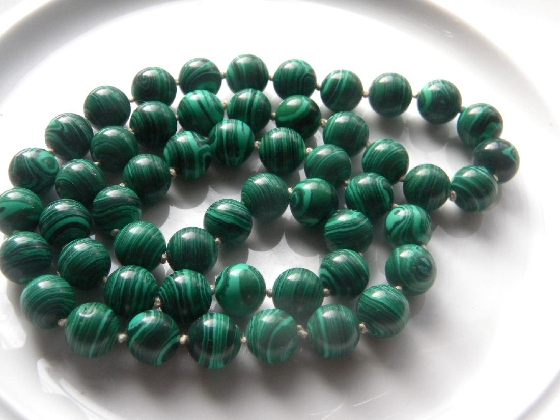 Antique Natural Malachite Round Bead Necklace (1 of 4)