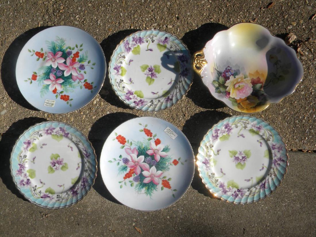 Six Antique Flower Plates (1 of 8)