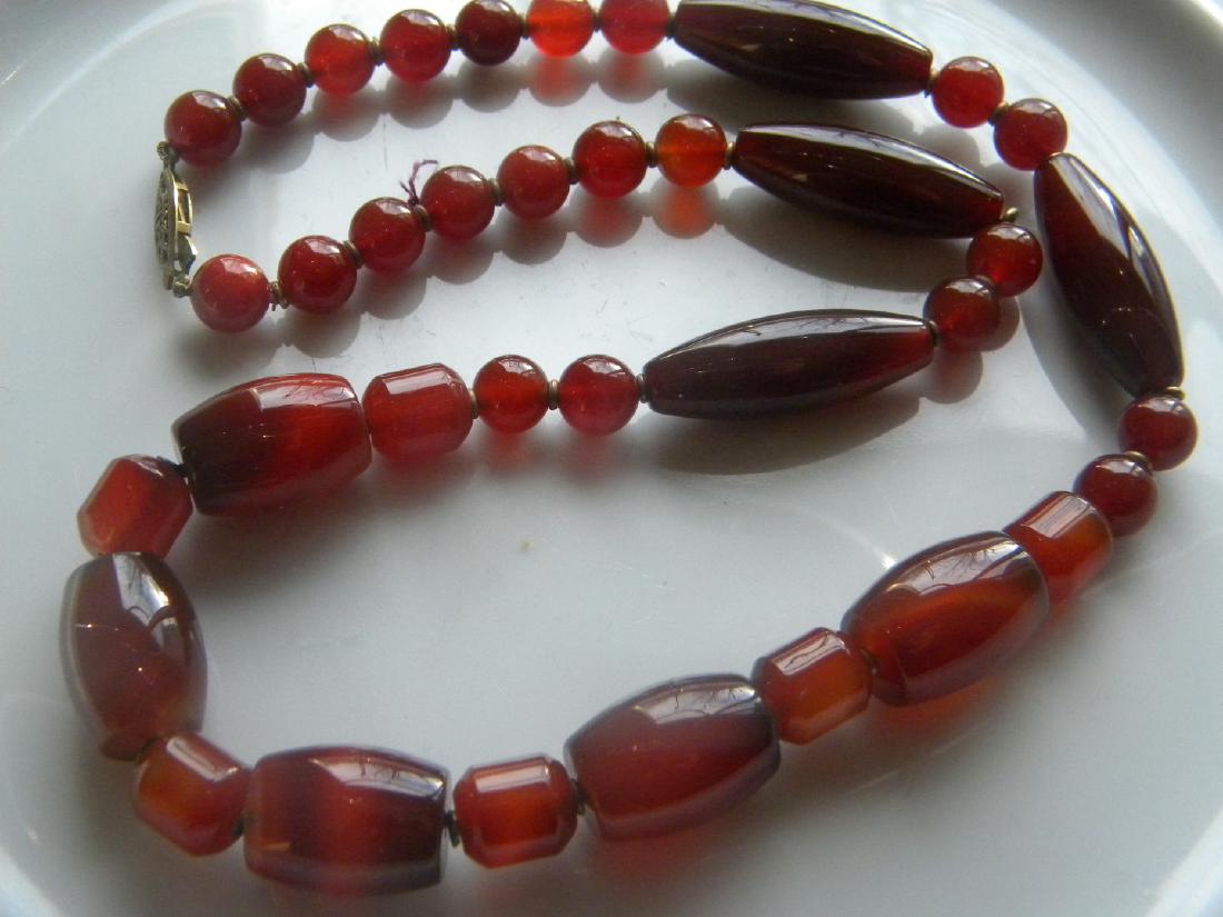 Vintage Carnelian Bead Necklace: Vintage Carnelian Bead Necklace, length 18"