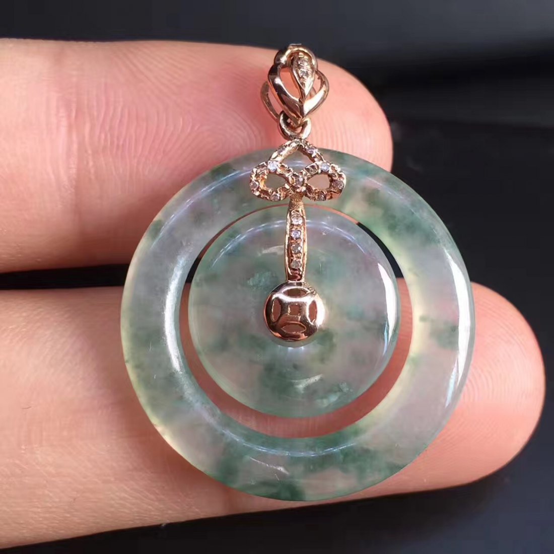 18K Gold Natural Jadeite Pendant (1 of 4)
