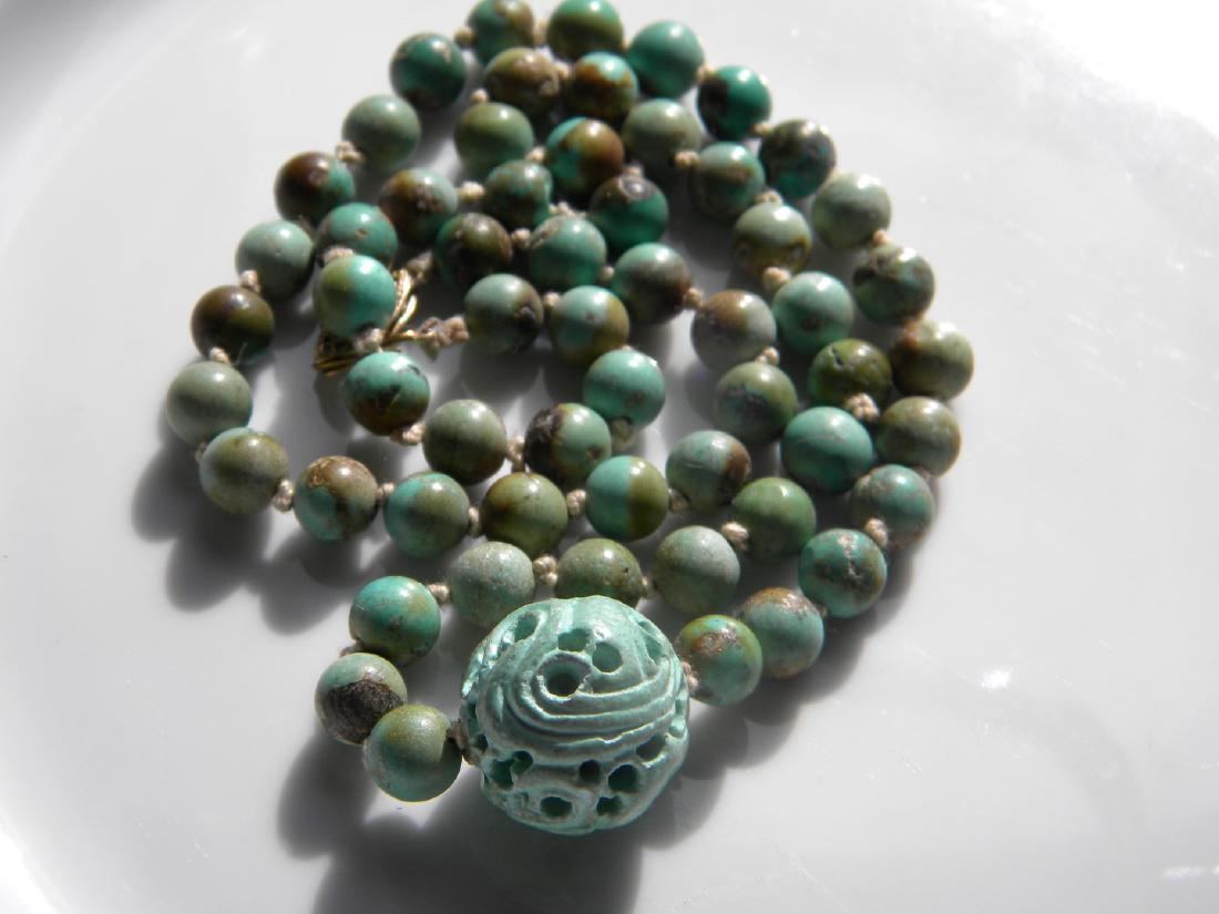 Antique Chinese Turquoise Necklace, total length: 21" (1 of 7)