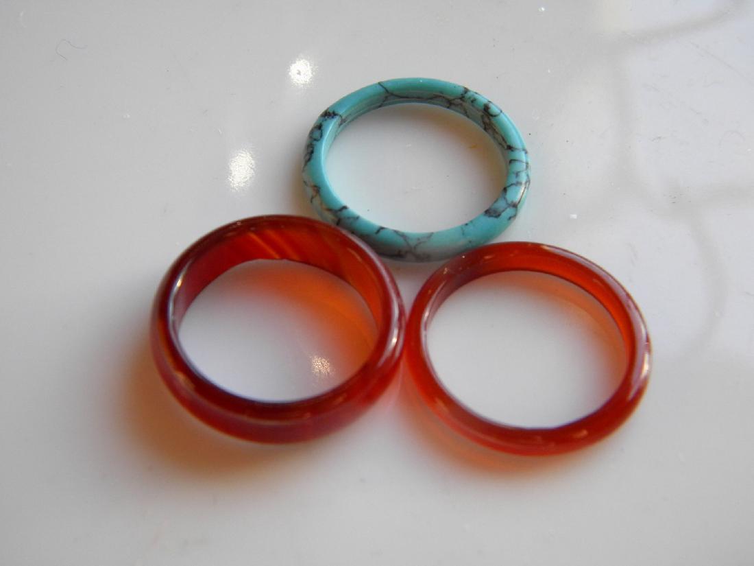 Three Carnelian and Turquoise Rings: Three Carnelian and Turquoise Rings