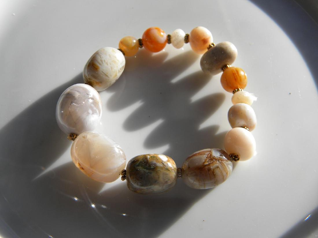 Vintage Natural Agate Bead Bracelet (1 of 3)