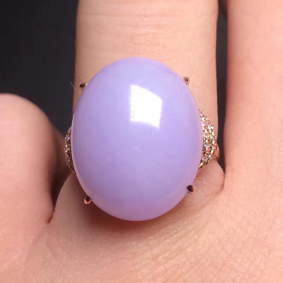 18K Gold Diamond Natural Purple Jadeite Ring (1 of 5)