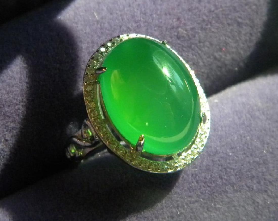 Huge Natural Green Stone Silver Ring (1 of 4)