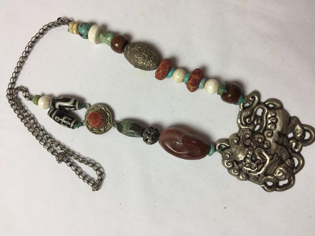 Antique Chinese Silver Boy Riding Qilin Plaque (1 of 7)