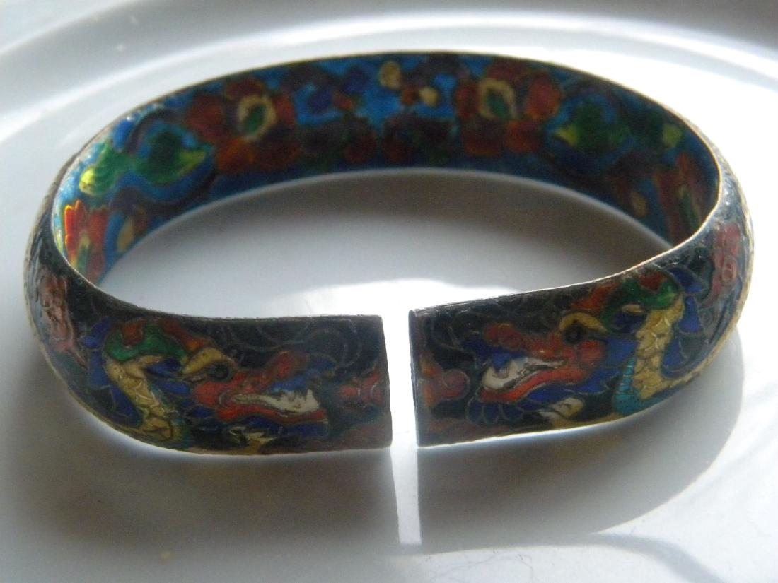 Antique Chinese Dragon Silver Enamel Bracelet (1 of 4)