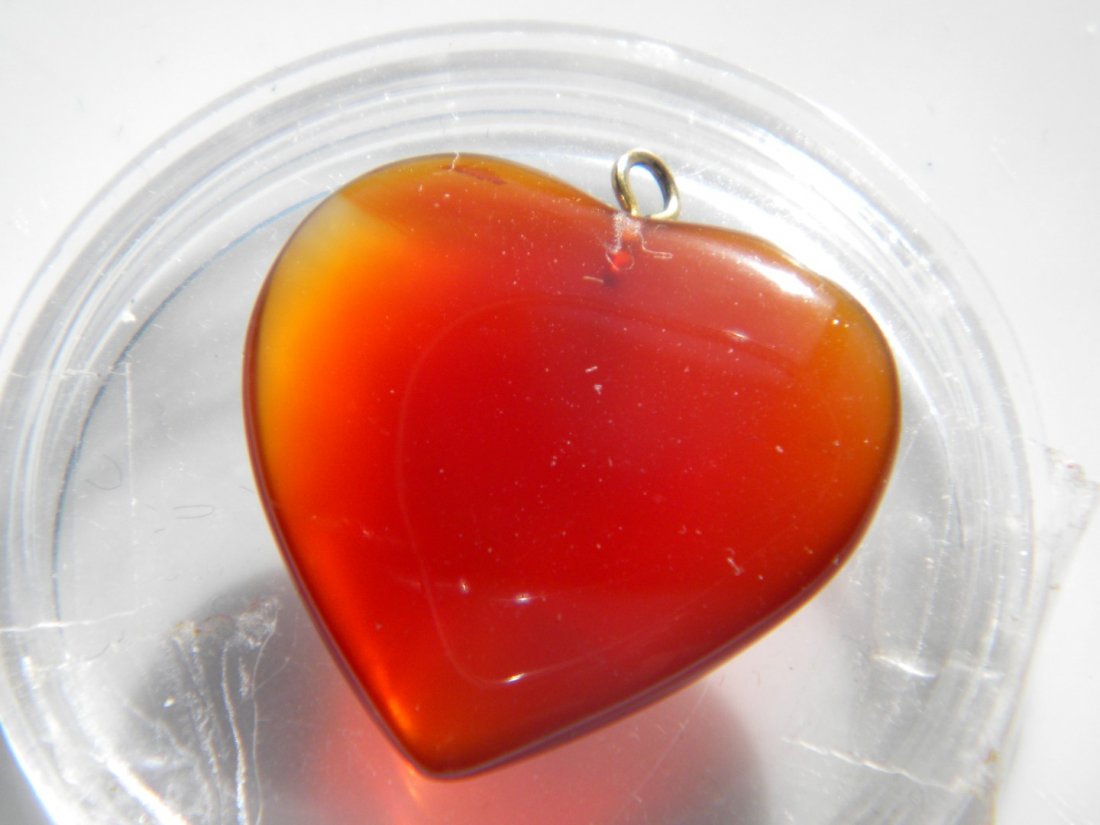 Antique Carnelian Heart Shape Pendant: Antique Carnelian Heart Shape Pendant 1"