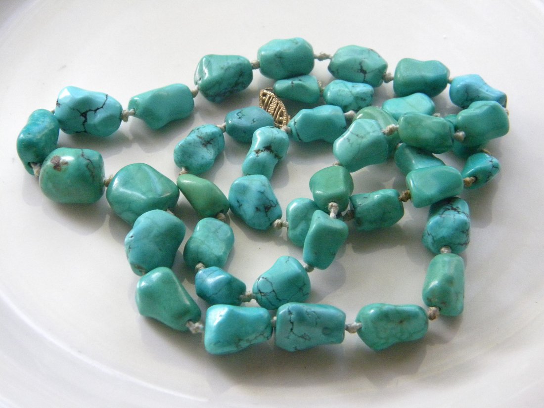 Antique Chinese Natural Turquoise Necklace (1 of 1)