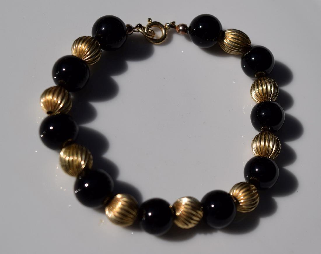 Antique Black Onyx Bead Bracelet (1 of 3)