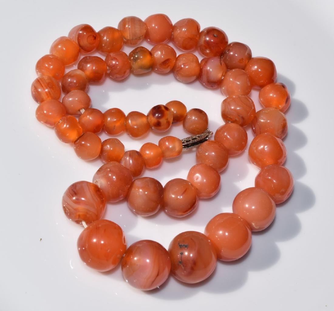 Antique Chinese Carnelian Bead Necklace: Antique Chinese Carnelian Bead Necklace, length: 16"