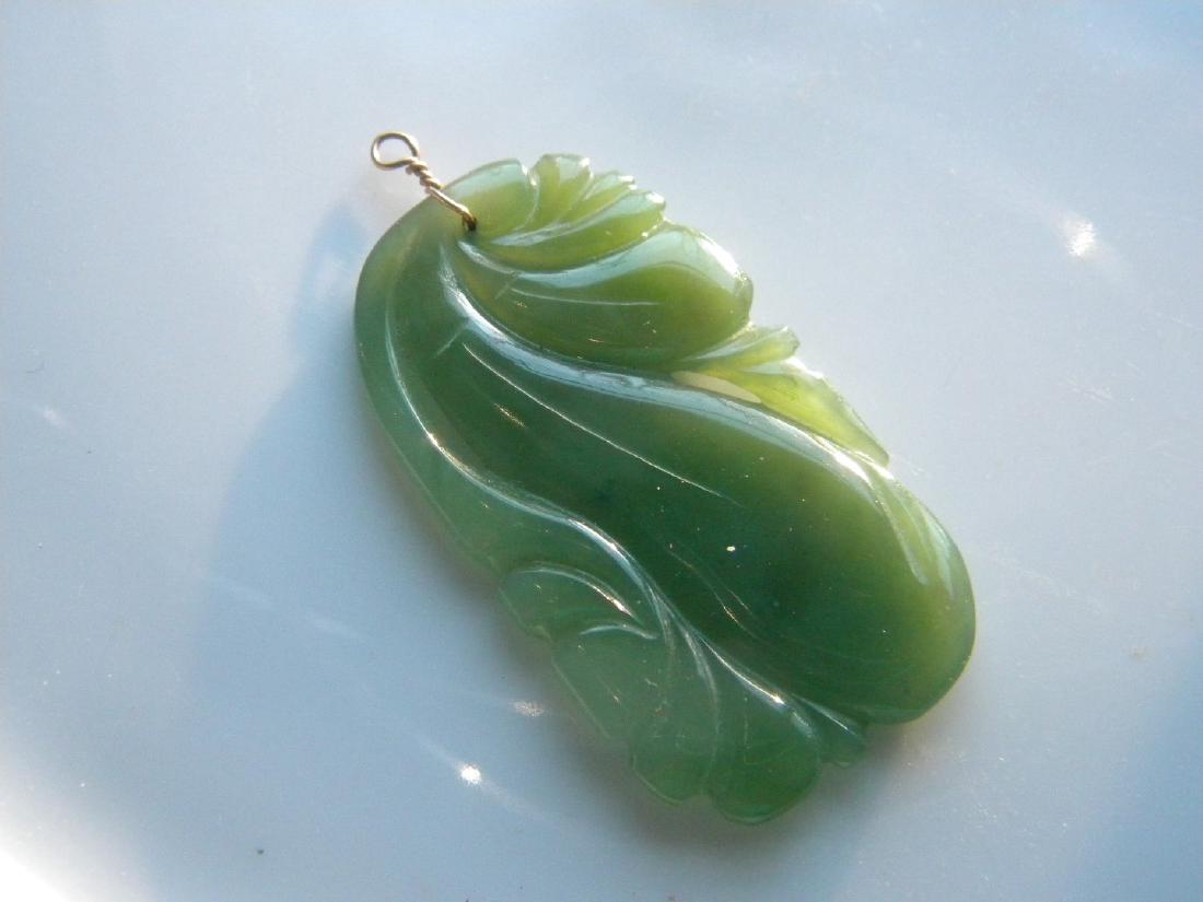 Antique Green Jade Carved Melon Pendant (1 of 2)
