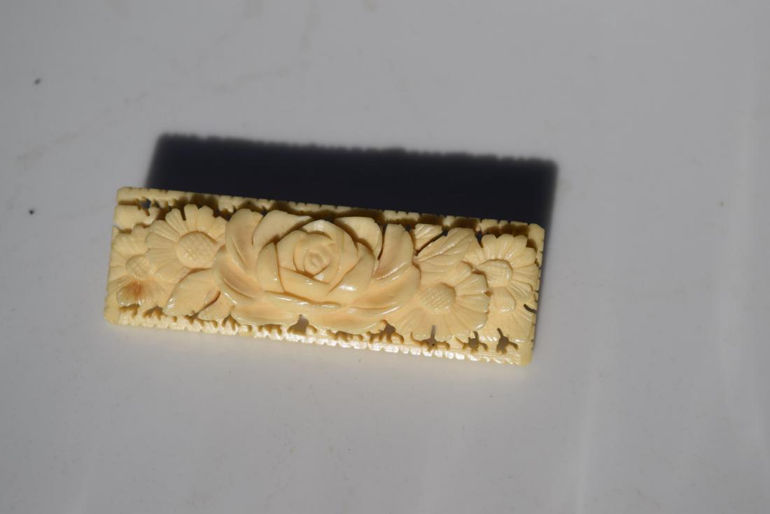 Antique Carved Flower Brooch Pin (1 of 2)