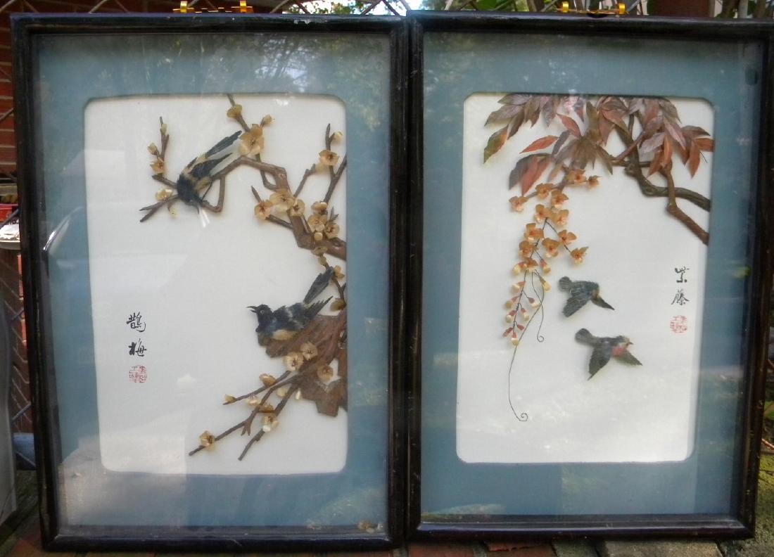 Pair of Vintage Chinese Bird and Flower Framed (1 of 3)