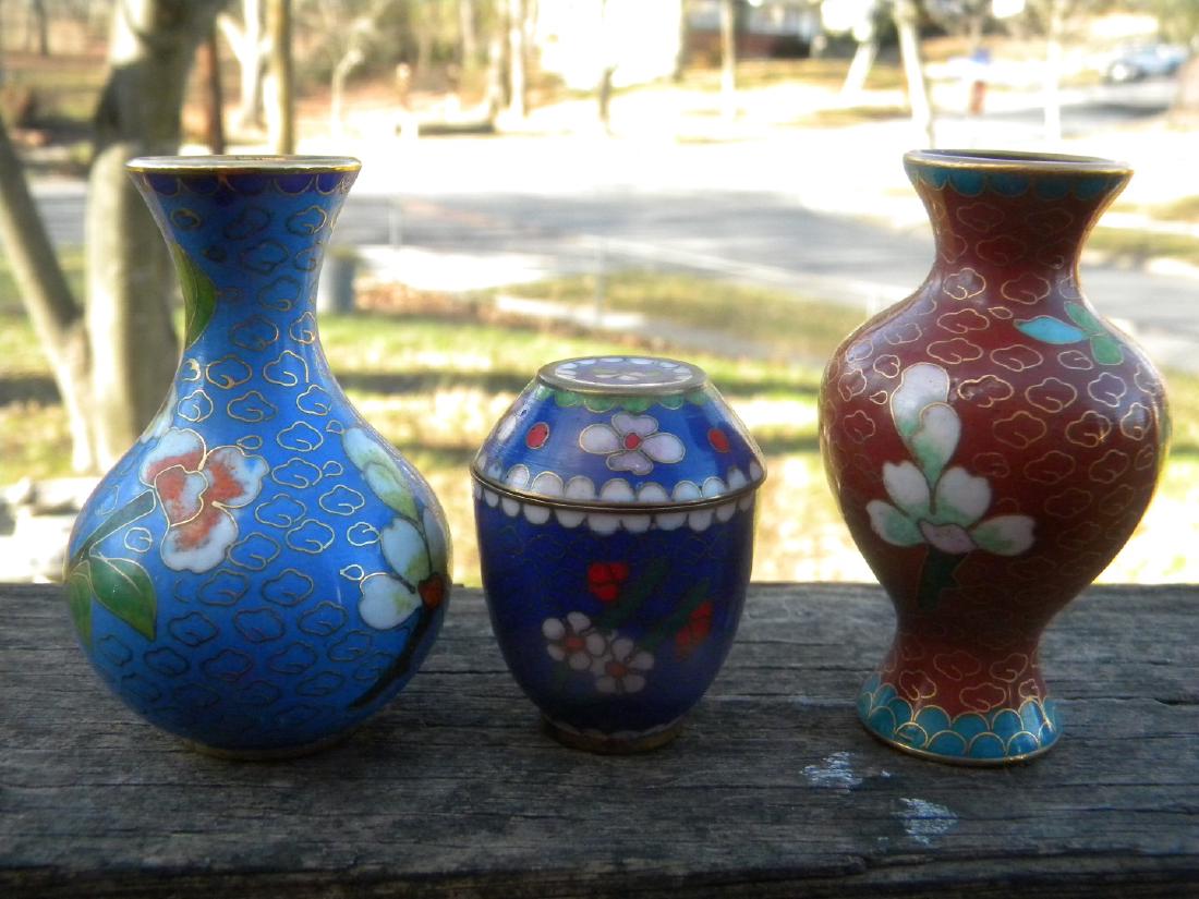 Three Vintage Chinese Cloisonne Vases (1 of 4)