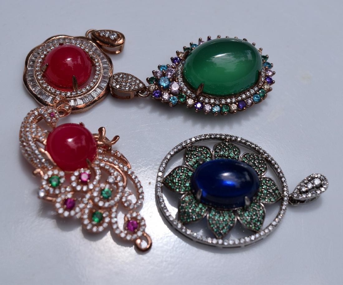 Four Silver Agate Pendants (1 of 2)