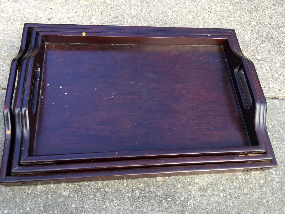 Three Vintage Chinese Rosewood Tray with Copper Corner (1 of 7)
