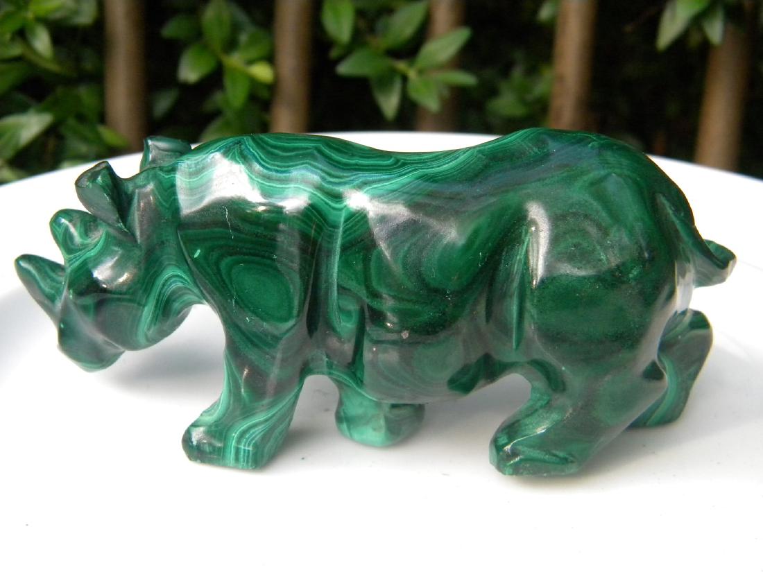 Vintage Malachite Rhino Statue (1 of 5)