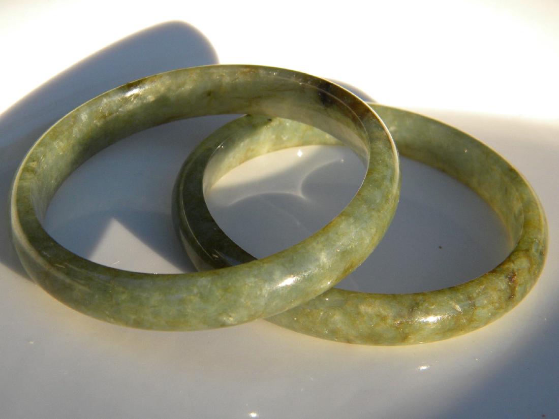 Pair of Natural Jadeite Bangle Bracelets (1 of 2)