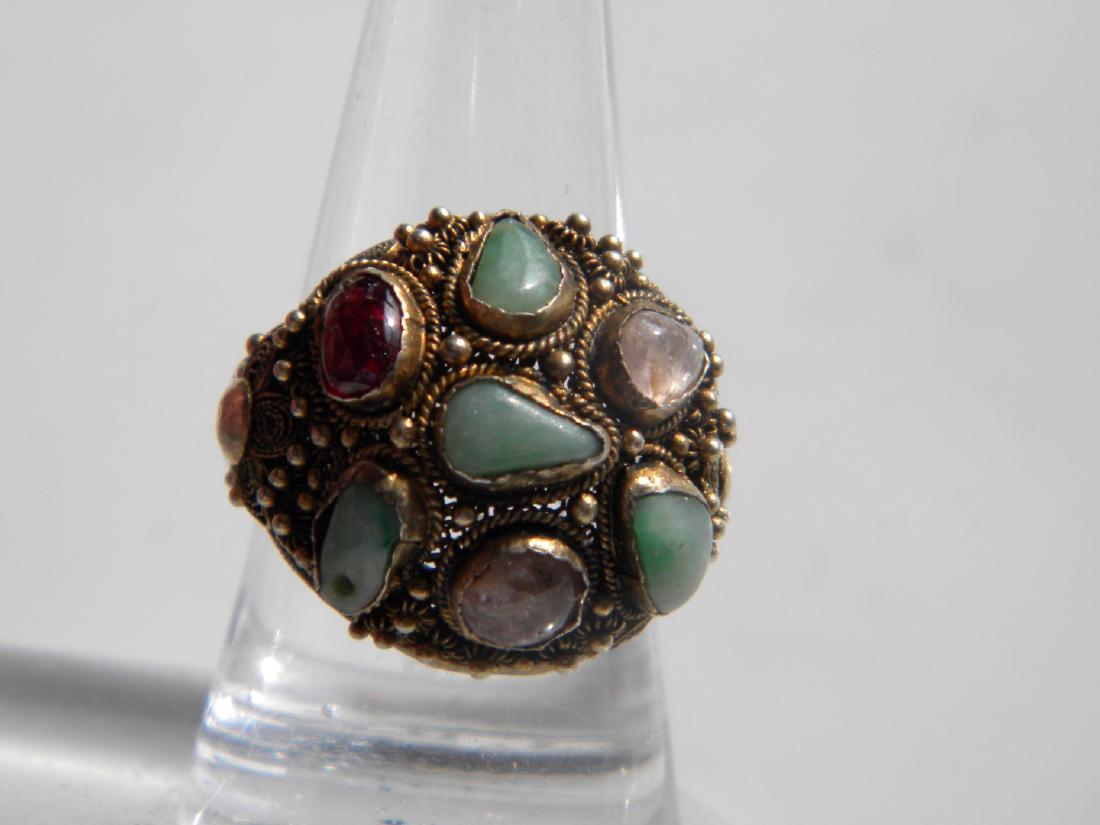 Antique Jadeite Silver Filigree Ring: Antique Jadeite Silver Filigree Ring, crown: 20mm