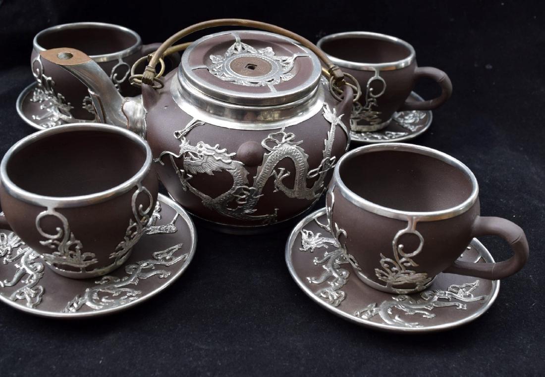 Set of Antique Yixing Zisha Teapot and Tea Cups (1 of 6)