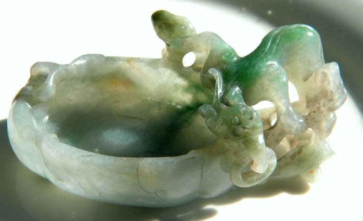 Antique Chinese Jadeite Dragon Brush Washer (1 of 2)