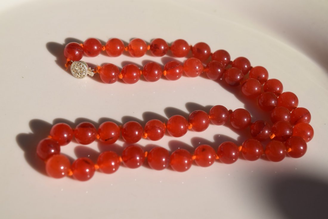 Vintage Carnelian Bead Necklace: Vintage Carnelian Bead Necklace, length: 20"