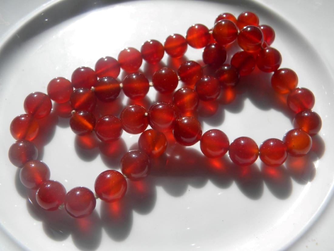Vintage Carnelian Bead Necklace 12mm: Vintage Carnelian Bead Necklace 12mm, length 24"