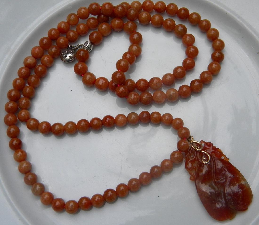 Vintage Natural Red Jadeite Necklace pendant 14K Gold (1 of 6)