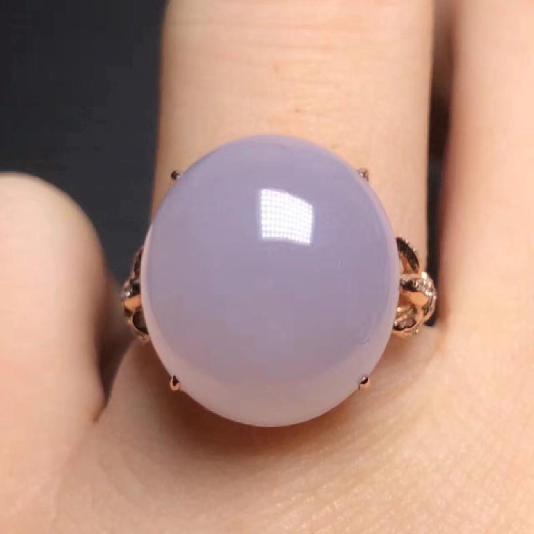 18K Gold Diamond Natural Purple Jadeite Ring (1 of 3)