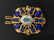 French 18K Gold Lapis Emerald Diamond Brooch Pin - 2