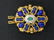 French 18K Gold Lapis Emerald Diamond Brooch Pin - 8