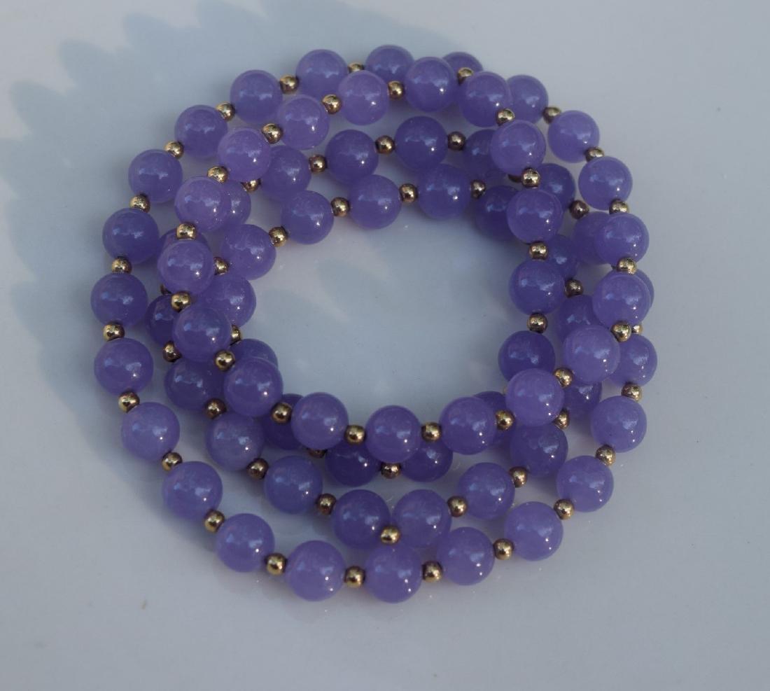 A 14K Gold Bead Purple Jadeite Bead Necklace (1 of 5)