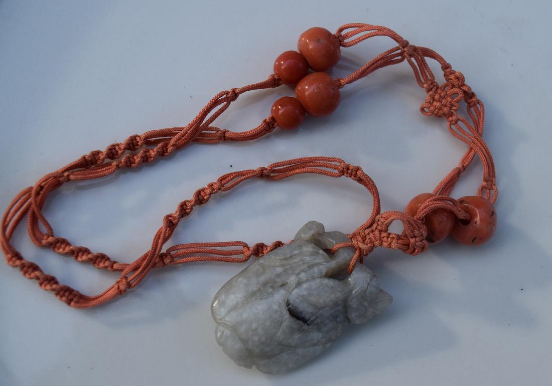 A Necklace of Red Coral Beads and Nephrite Jade, Ming (1 of 3)