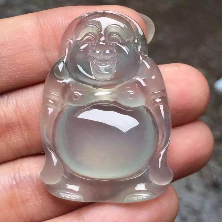 Grade A Icy White Jadeite Buddha Pendant (1 of 3)