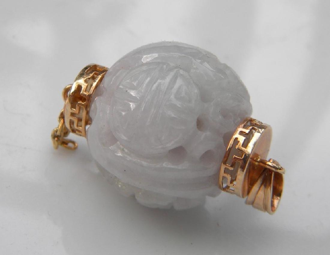 Vintage Carved Jade Jadeite Ball 14K Gold (1 of 7)