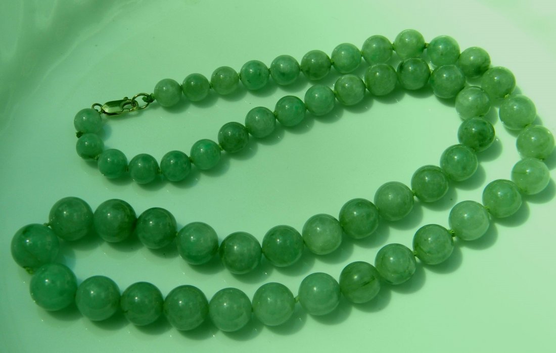 GIA Certified Green Jadeite Bead Necklace (1 of 4)