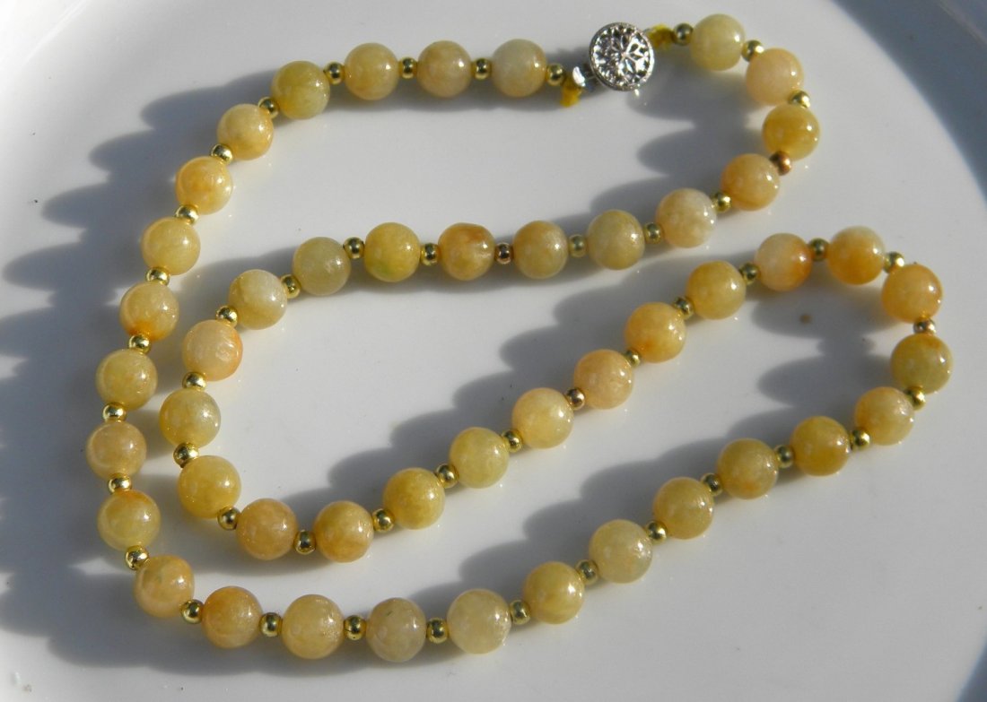 Vintage Natural Yellow Jadeite Bead Necklace (1 of 3)