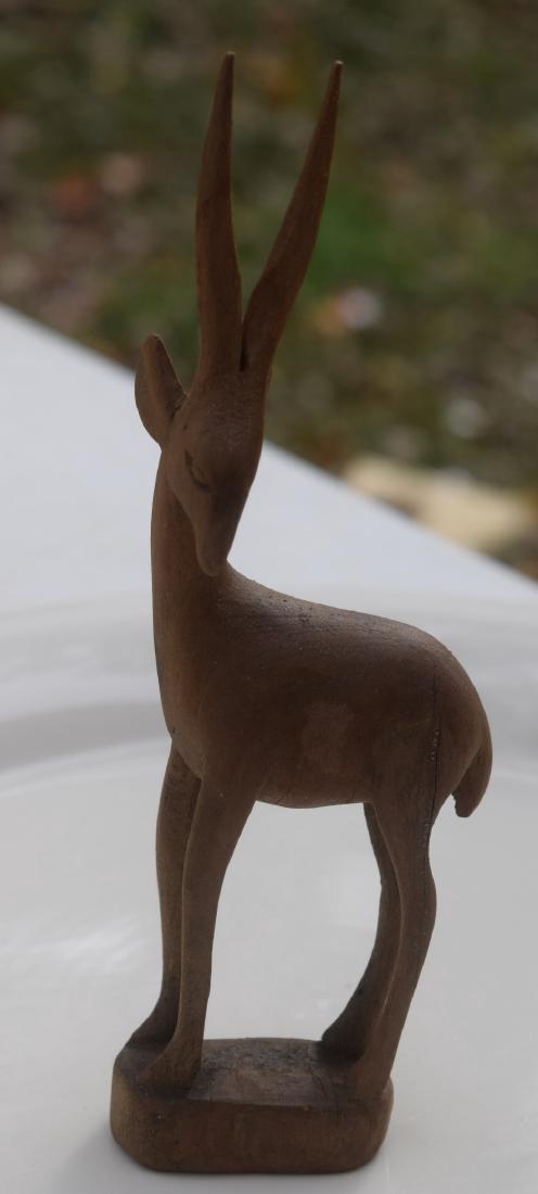 Carved Wood Deer Statue (1 of 3)