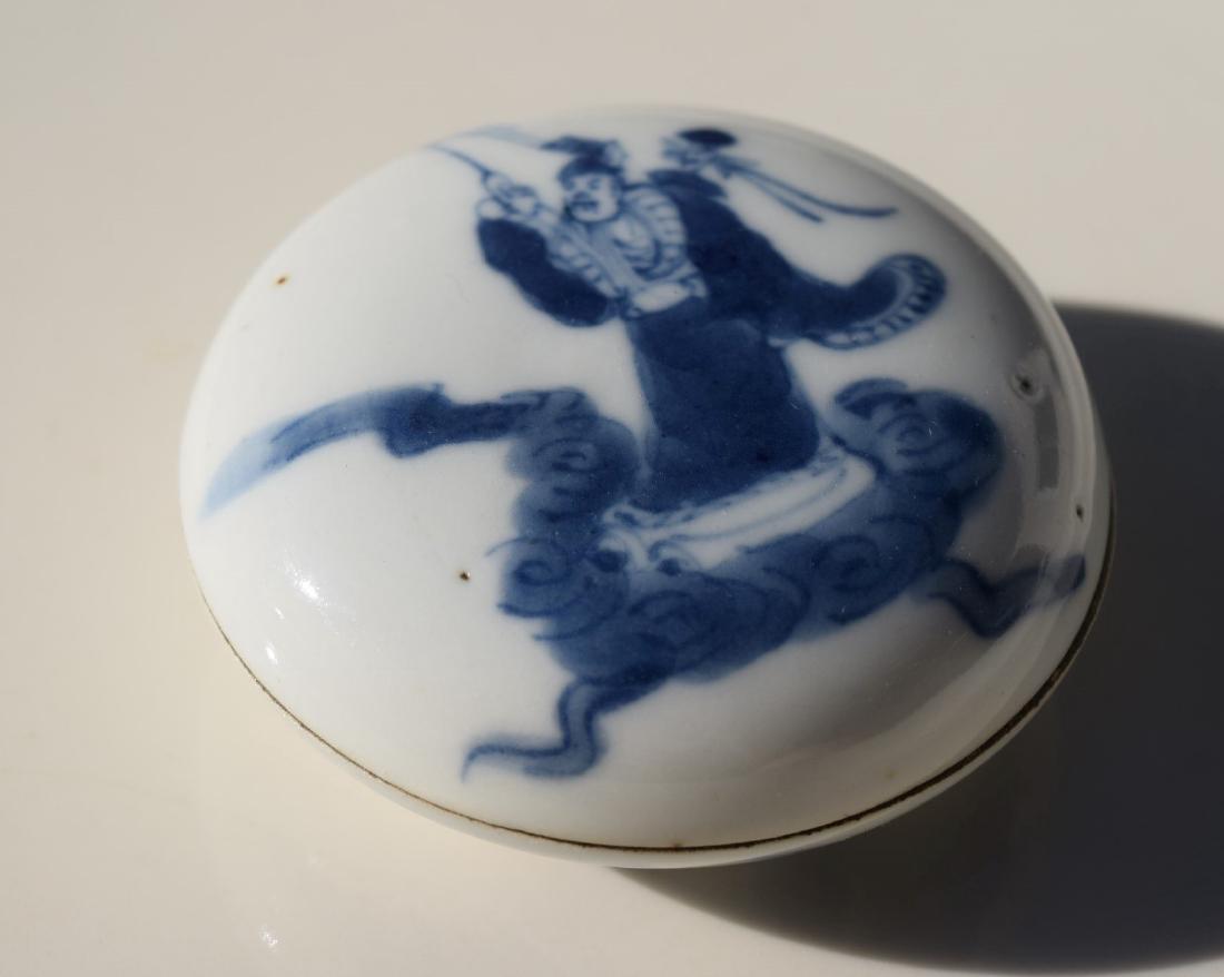 Antique Chinese Blue White Porcelain Seal Paste Box (1 of 7)