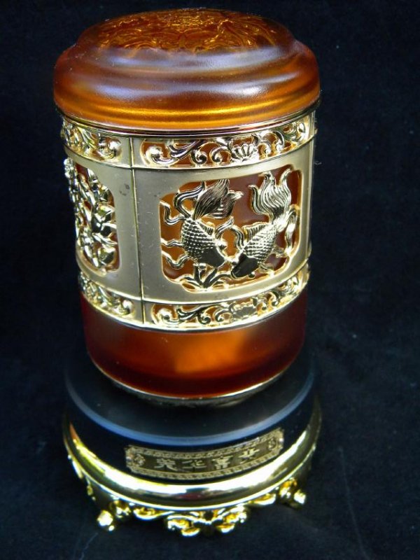 Glass and Gold Plated Tea Box: Glass and Gold Plated Tea Box with origional box, size: 5"