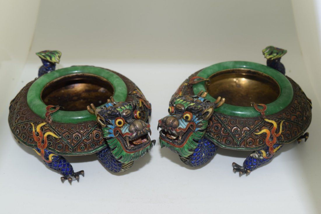 Pair of Antique Chinese Silver Ash Trays (1 of 6)