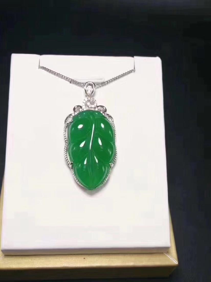 Sterling Silver Green Leaf Pendant (1 of 1)
