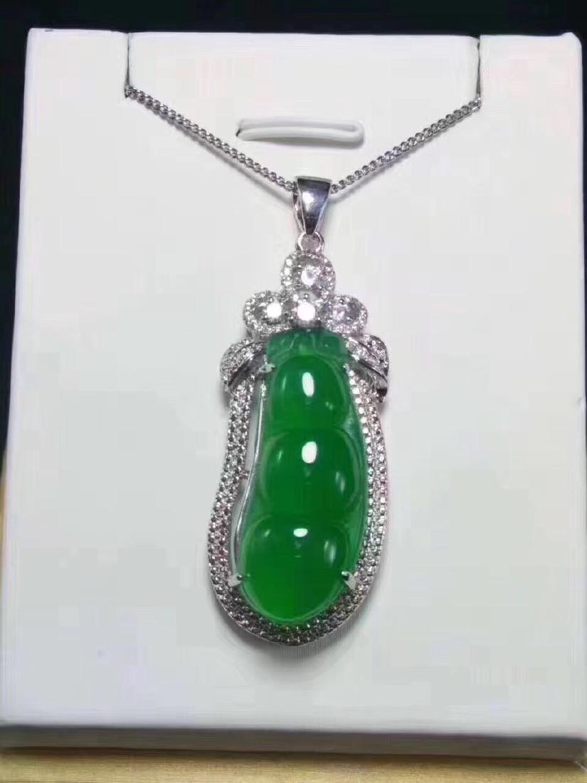 Sterling Silver Green Pea Pendant (1 of 1)