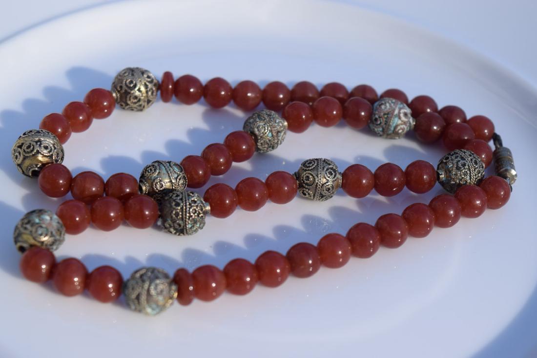 Vintage Red Carnelian Bead Necklace: Vintage Red Carnelian Bead Necklace, Length: 20"
