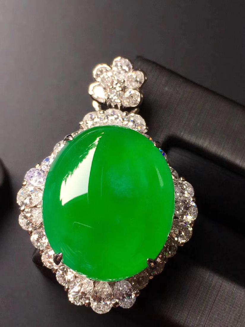 18K Gold Diamond Green Jadeite Ring (1 of 5)