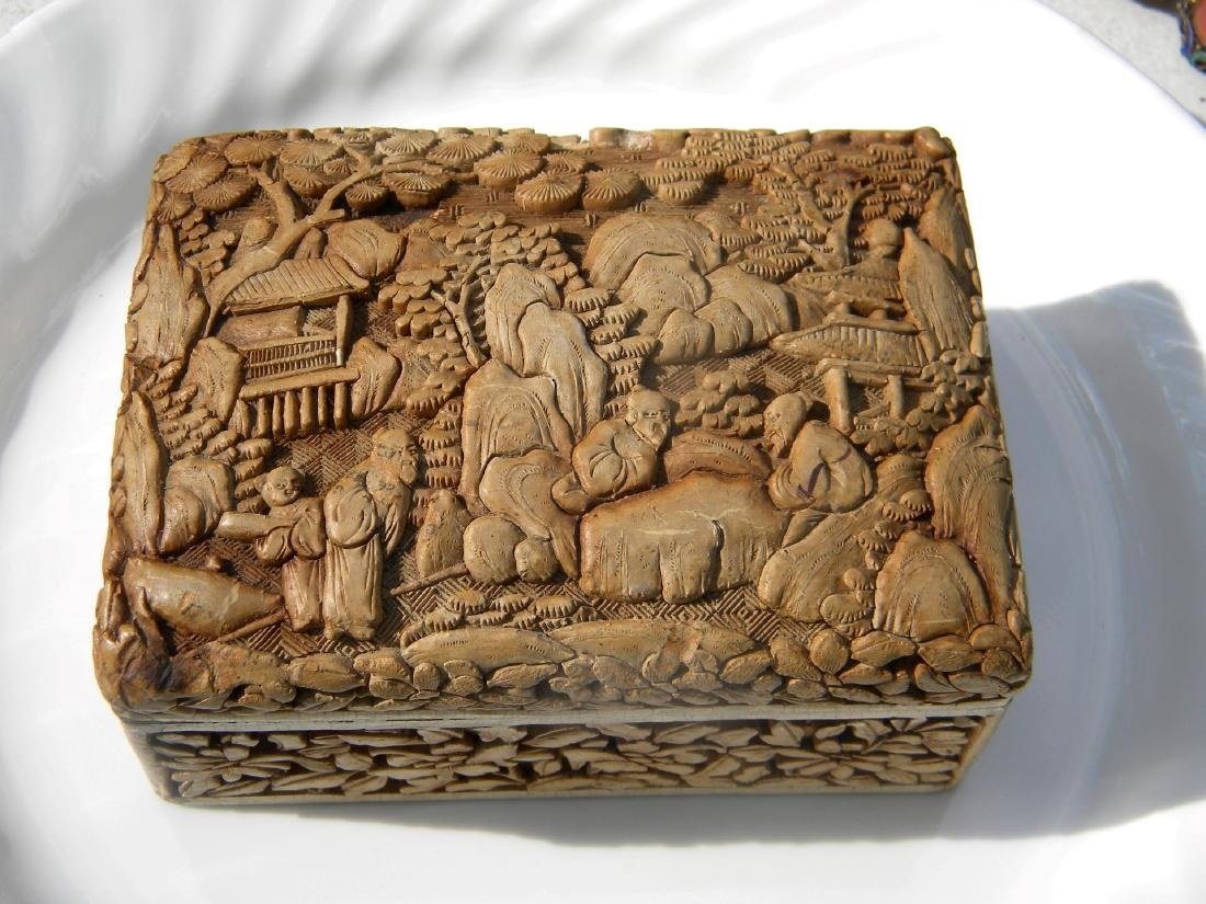 Antique Chinese White Lacquer Box Marked China (1 of 3)