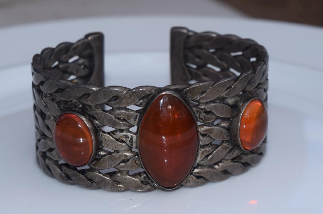 Heavy Sterling Silver Carnelian Bracelet: Heavy Sterling Silver Carnelian Bracelet, Marked 900